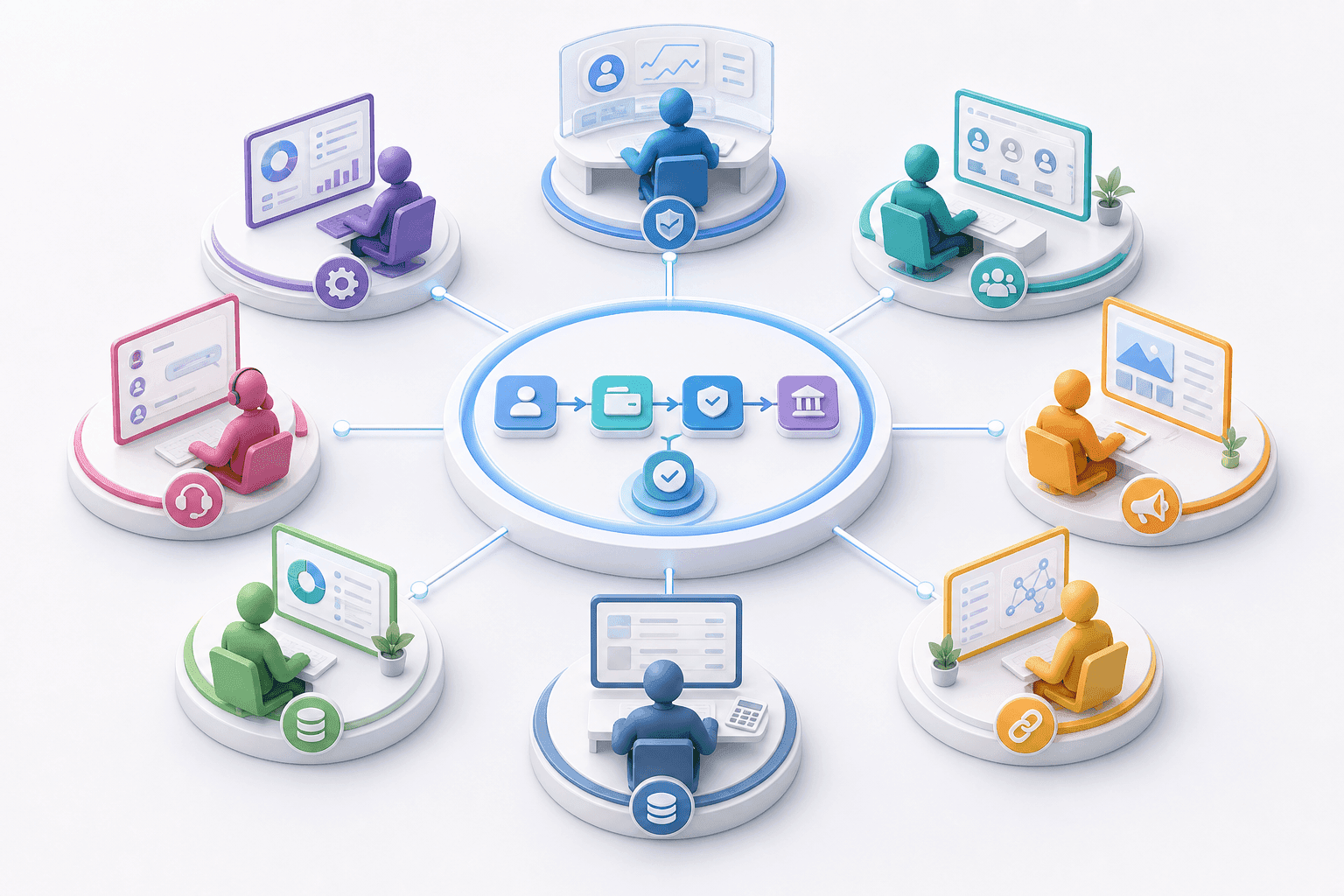 グループ内の役割が1つの報酬の流れを囲むイメージ